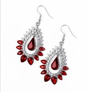 Boss Brilliance Red and White Paparazzi Earrings